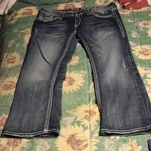 Rock Revival Blue Denim with Cream Stitching